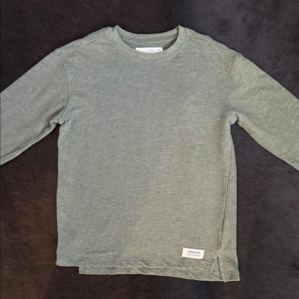 Zara Olive Long Sleeve Kids Lightweight Sweater